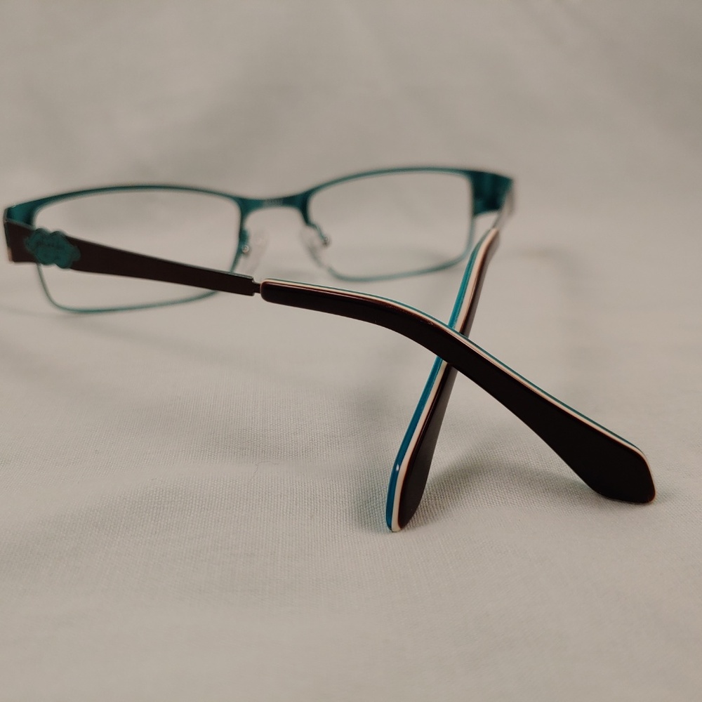PHOEBE COUTURE Rx Eyeglass Frames Brown Metal Rims - Picture 7 of 8